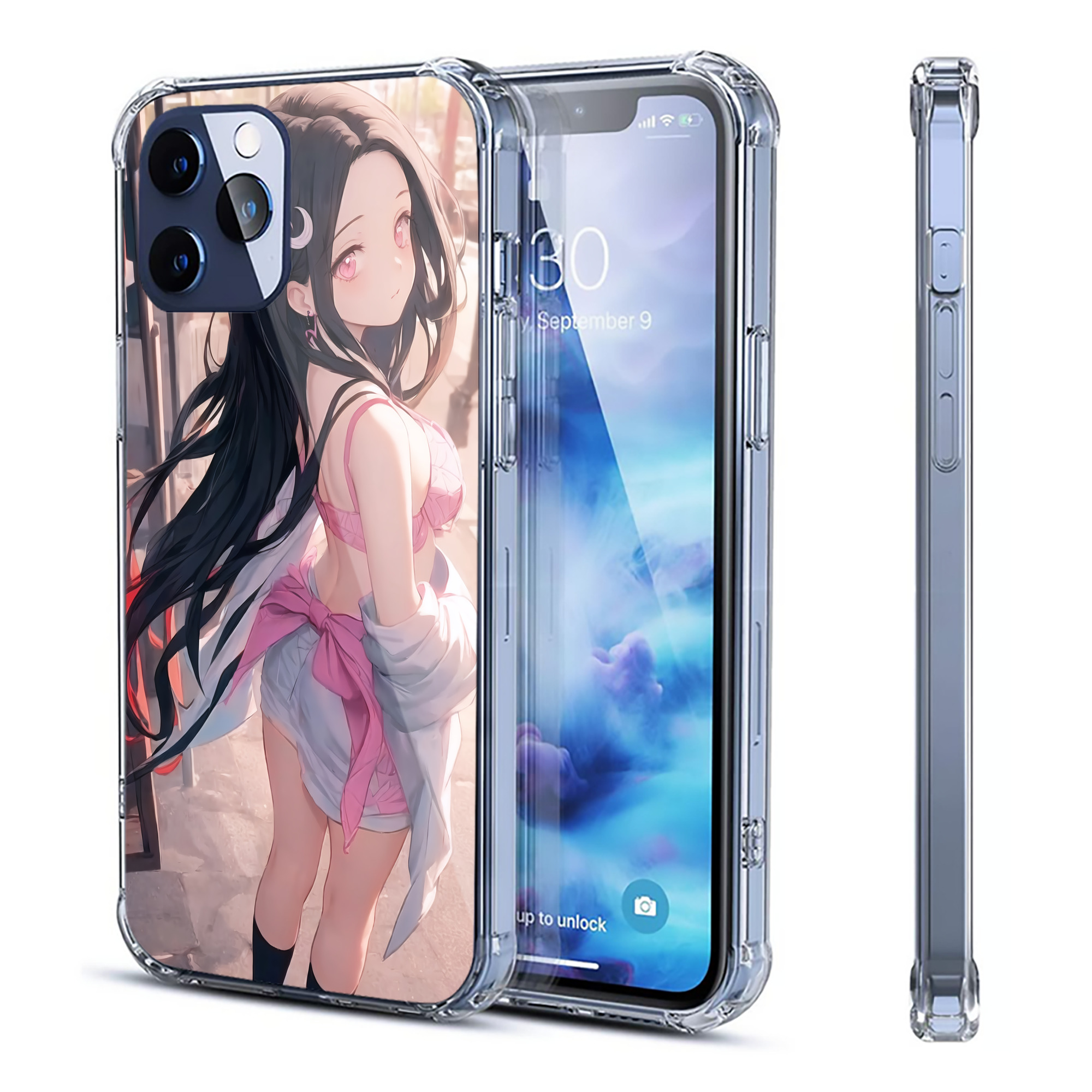 （画像用） 鬼滅の刃（きめつのやいば）竈門 禰󠄀豆子／かまど ねずこ Kamado Nezuko 【iPhone 12シリーズ対応】透明スマホケース（クリアソフトケース）